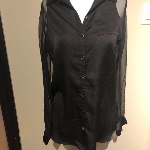 Dynamite Tops - Dynamite Elegant Black Sheer Women's Top Size XS